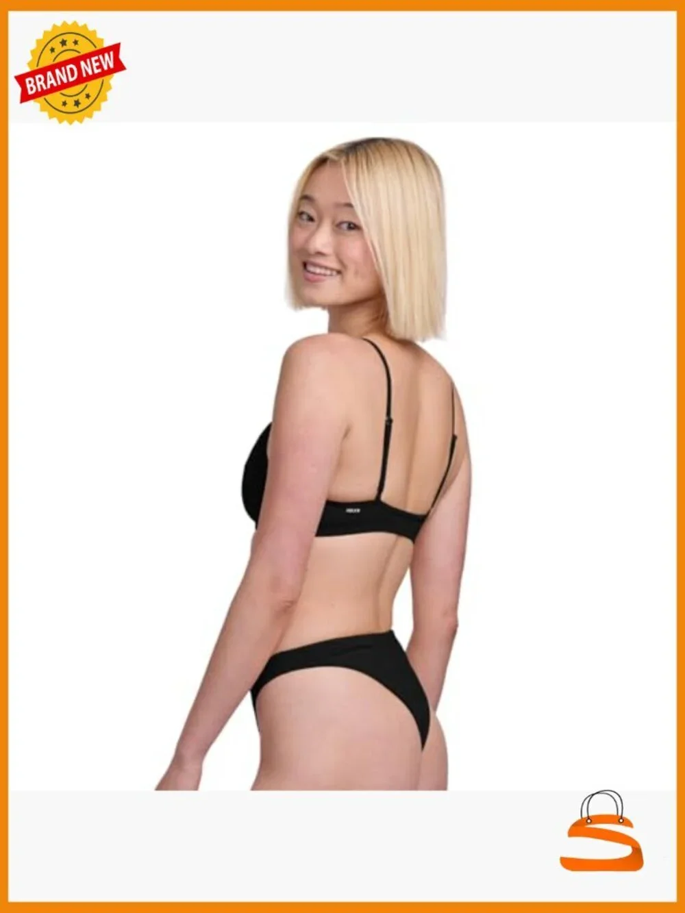 Medium Scoop Neck Bikini Top Adjustable Straps Recycled Nylon Surfing